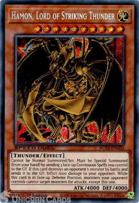 Hamon, Lord of Striking Thunder - SGX3-ENG02 - Secret Rare 1st Edition