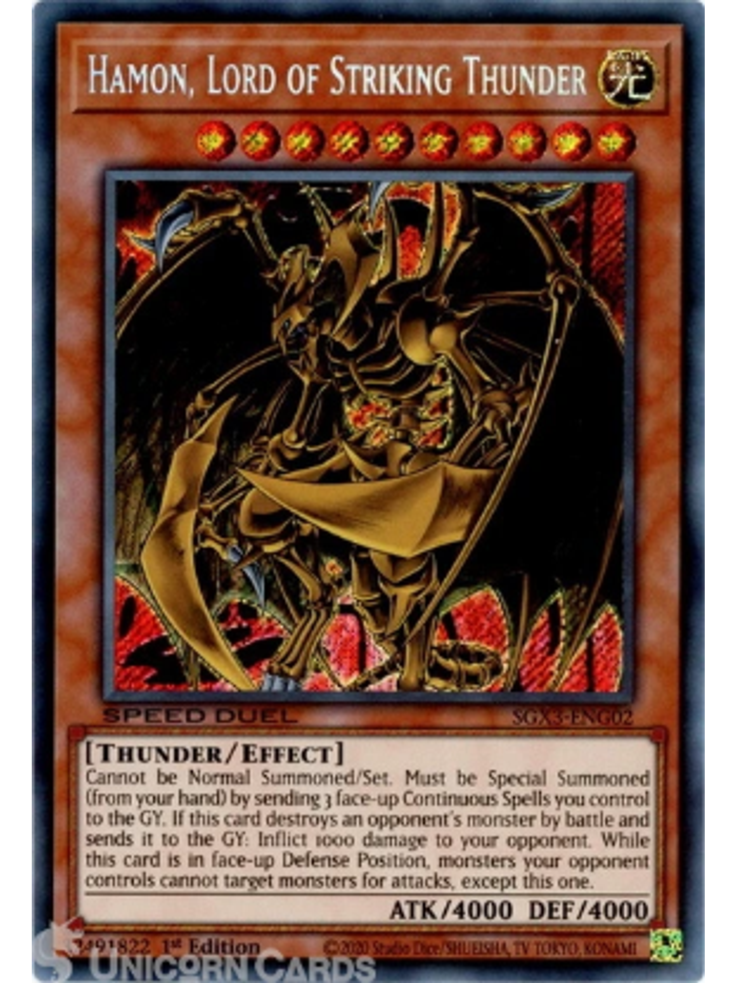 Hamon, Lord of Striking Thunder - SGX3-ENG02 - Secret Rare 1st Edition 1