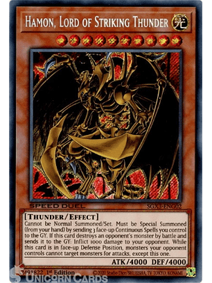 Hamon, Lord of Striking Thunder - SGX3-ENG02 - Secret Rare 1st Edition