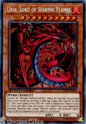 Uria, Lord of Searing Flames - SGX3-ENG01 - Secret Rare 1st Edition
