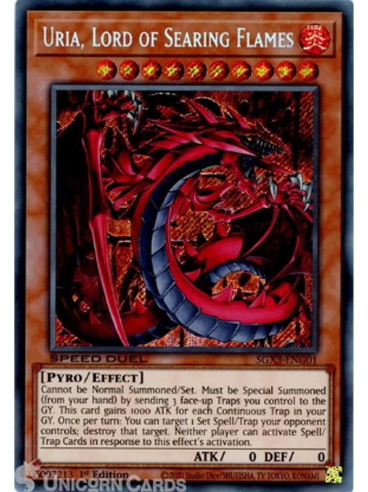 Uria, Lord of Searing Flames - SGX3-ENG01 - Secret Rare 1st Edition 1