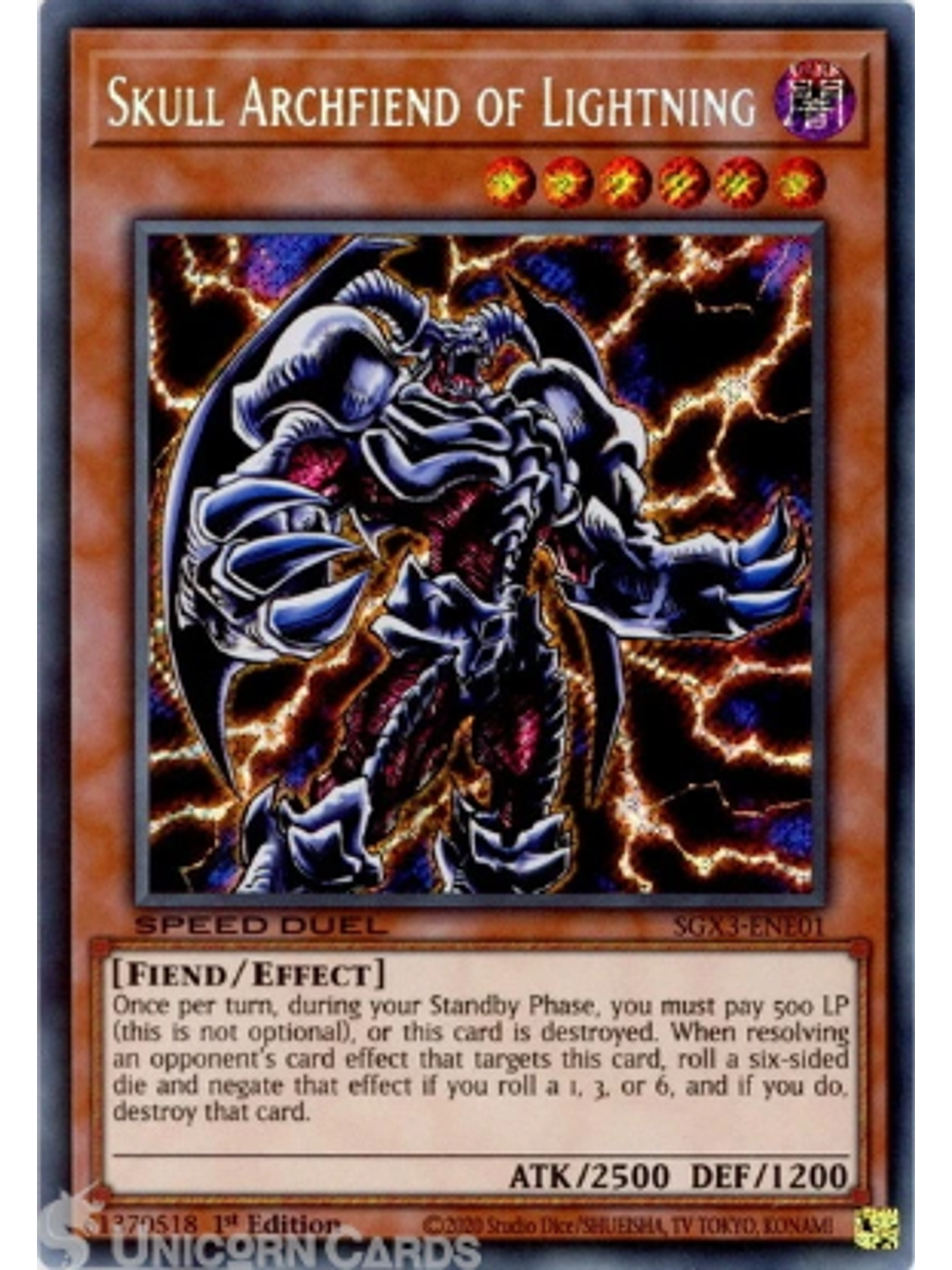 Skull Archfiend of Lightning - SGX3-ENE01 - Secret Rare 1st Edition 1