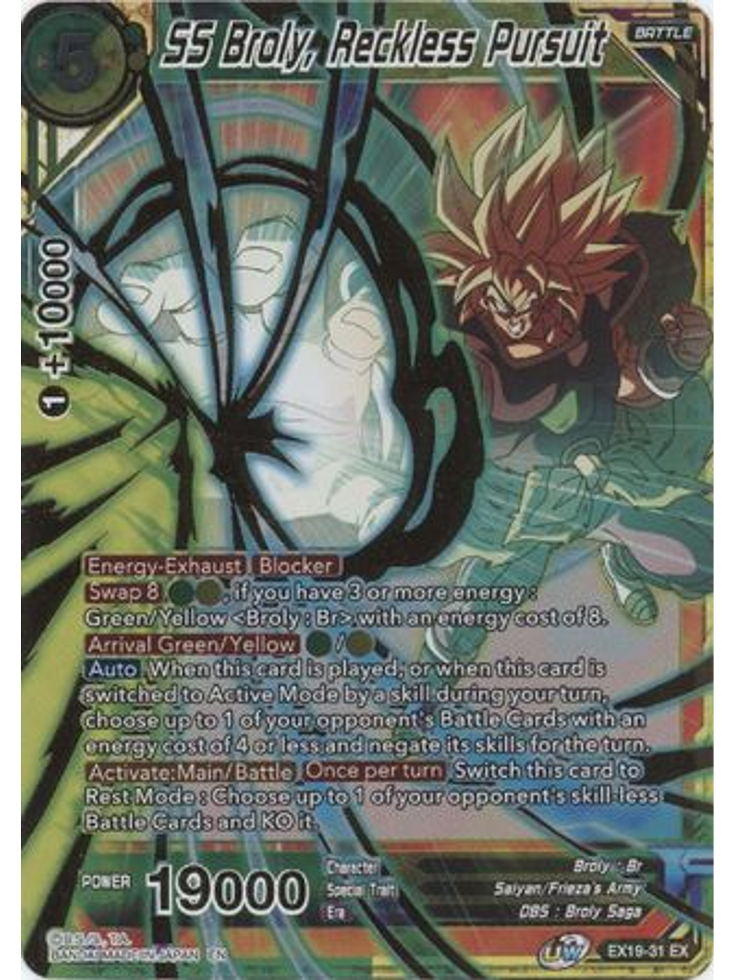 SS Broly, Reckless Pursuit - EX19-31 - Expansion Rare Foil 1