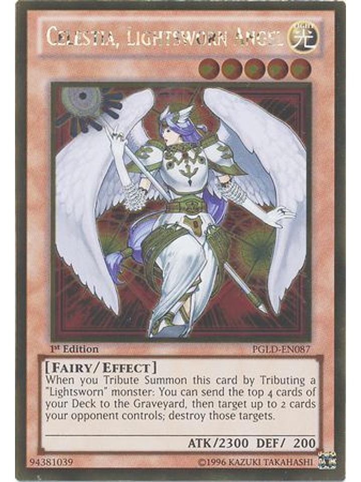 Celestia, Lightsworn Angel - PGLD-EN087 - Gold Rare 1st Edition 1