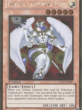 Celestia, Lightsworn Angel - PGLD-EN087 - Gold Rare 1st Edition