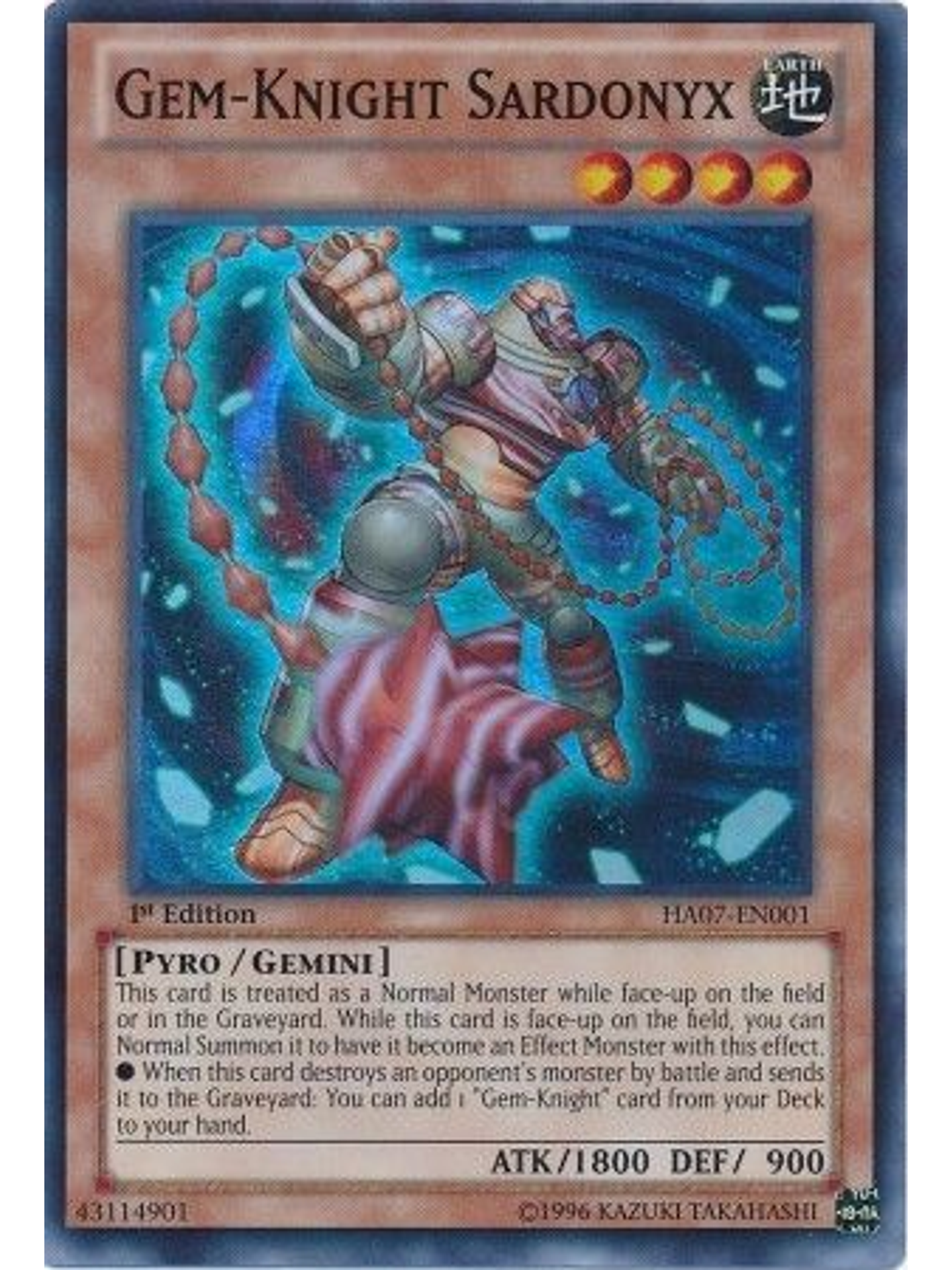 Gem-Knight Sardonyx - HA07-EN001 - Super Rare 1st Edition 1