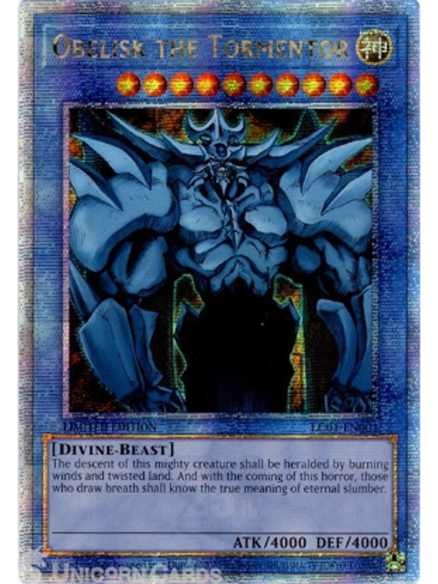 Obelisk the Tormentor - LC01-EN001 - Quarter Century Secret Rare Limited Editon 1