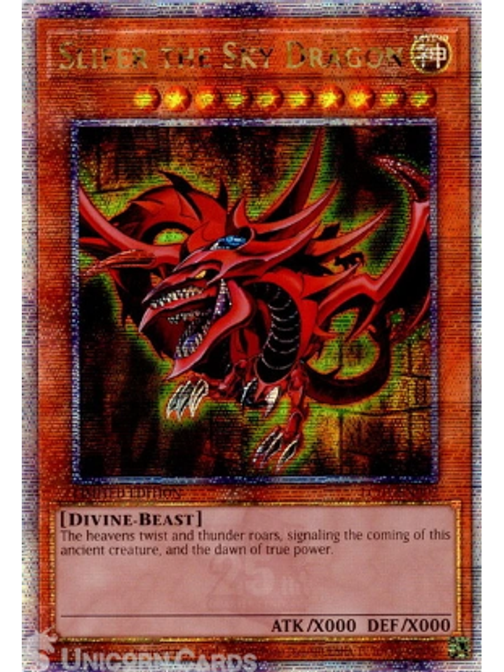 Slifer the Sky Dragon - LC01-EN002 - Quarter Century Secret Rare Limited Editon 1