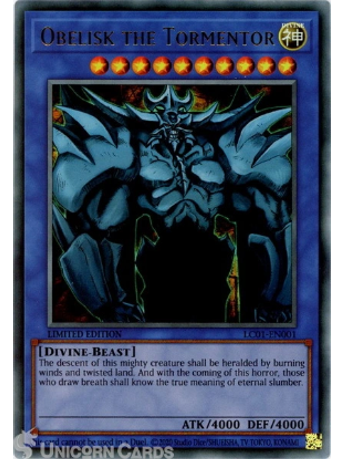 Obelisk the Tormentor - LC01-EN001 - Ultra Rare Limited Editon 1