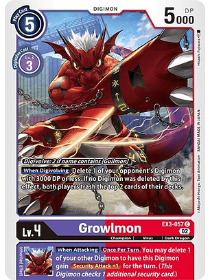 EX3-057 C Growlmon (NO FOIL)
