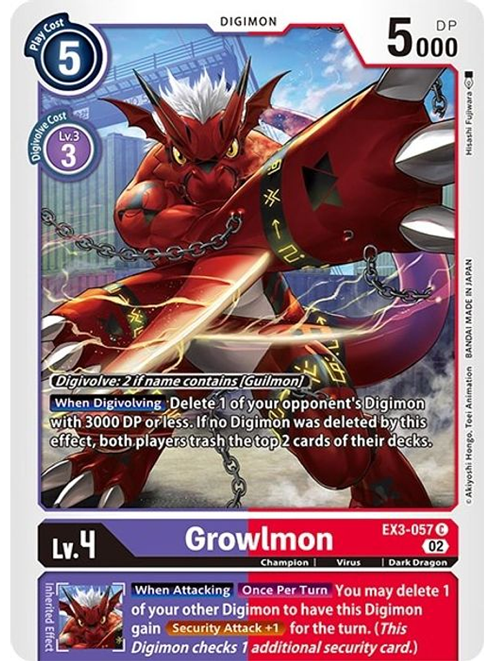 EX3-057 C Growlmon (NO FOIL) 1