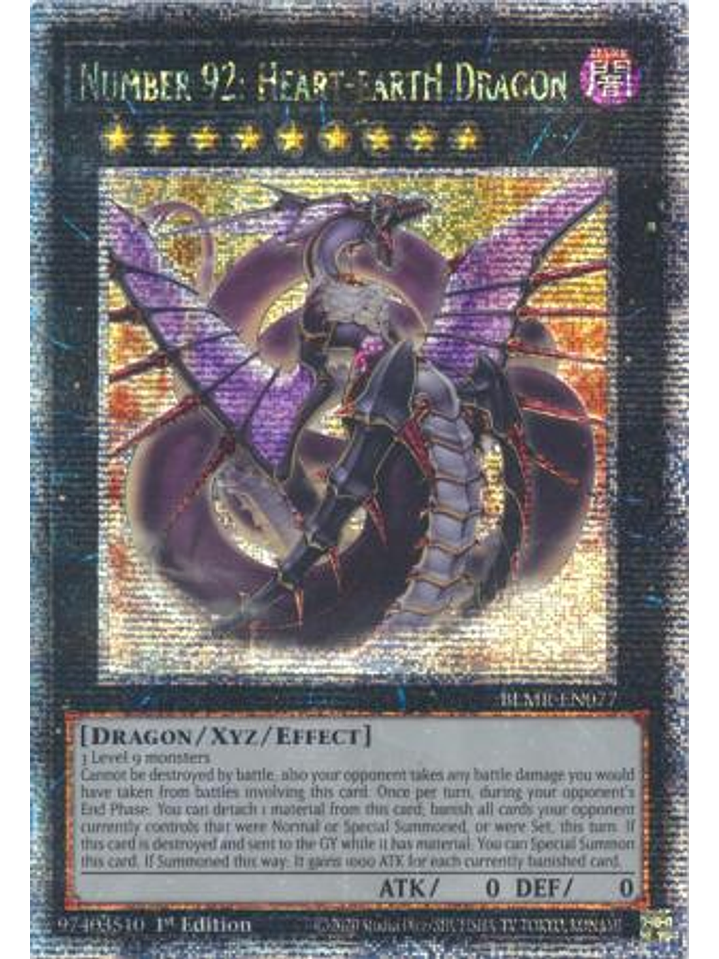 Number 92: Heart-eartH Dragon - BLMR-EN077 - Quarter Century Rare 1st Edition 1