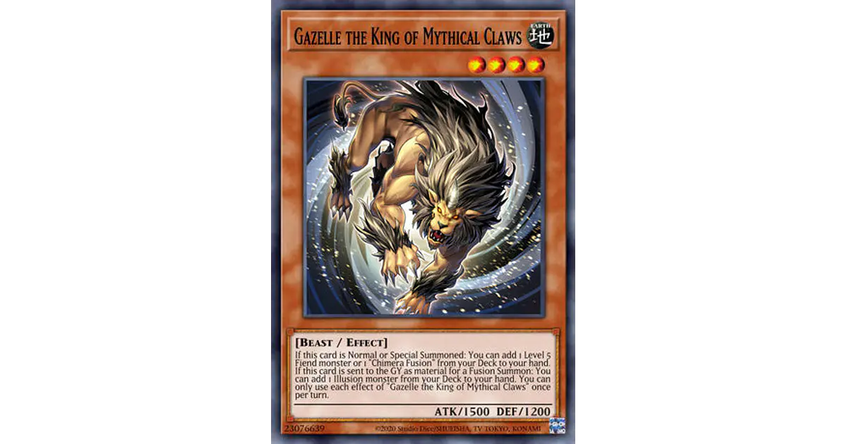 Yugioh Secret Rare Gazelle The King Of Mythical Claws By Virgo4th On Maze  Of Masters Yugioh