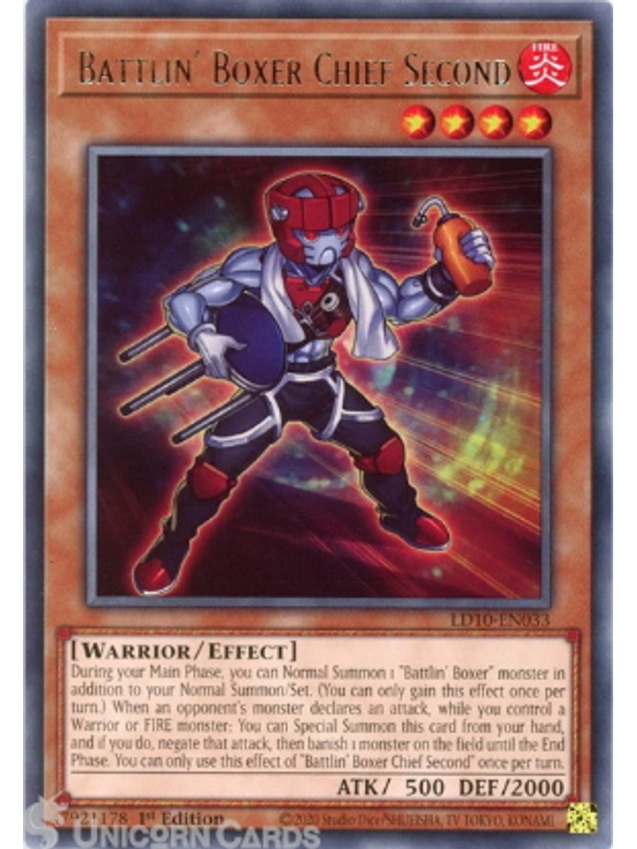 Battlin' Boxer Chief Second - LD10-EN033 - Rare 1st Edition 1