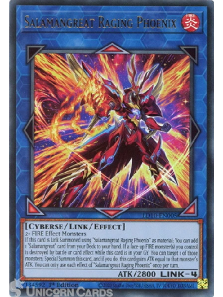 Salamangreat Raging Phoenix - LD10-EN005 - Ultra Rare 1st Edition 1