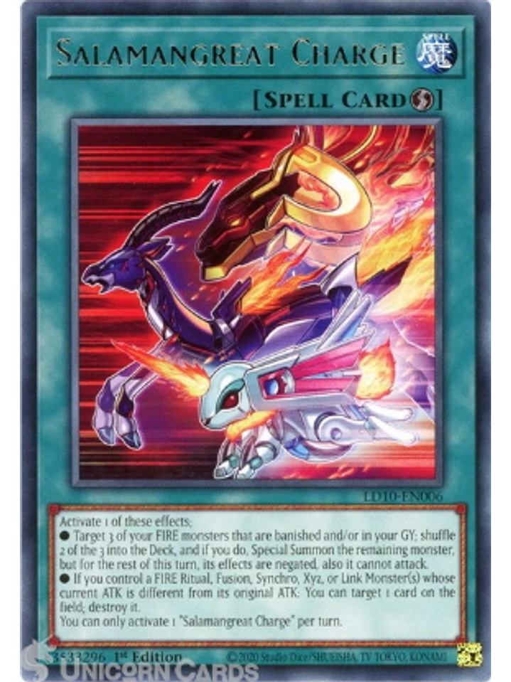 Salamangreat Charge - LD10-EN006 - Rare 1st Edition 1