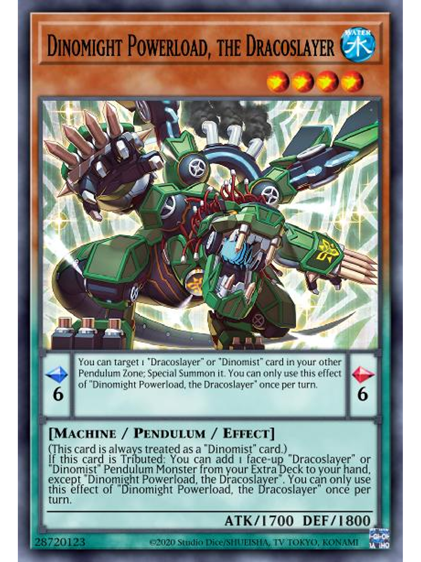 Dinomight Powerload, the Dracoslayer - MP23-EN174 - Prismatic Secret Rare 1st Edition 1