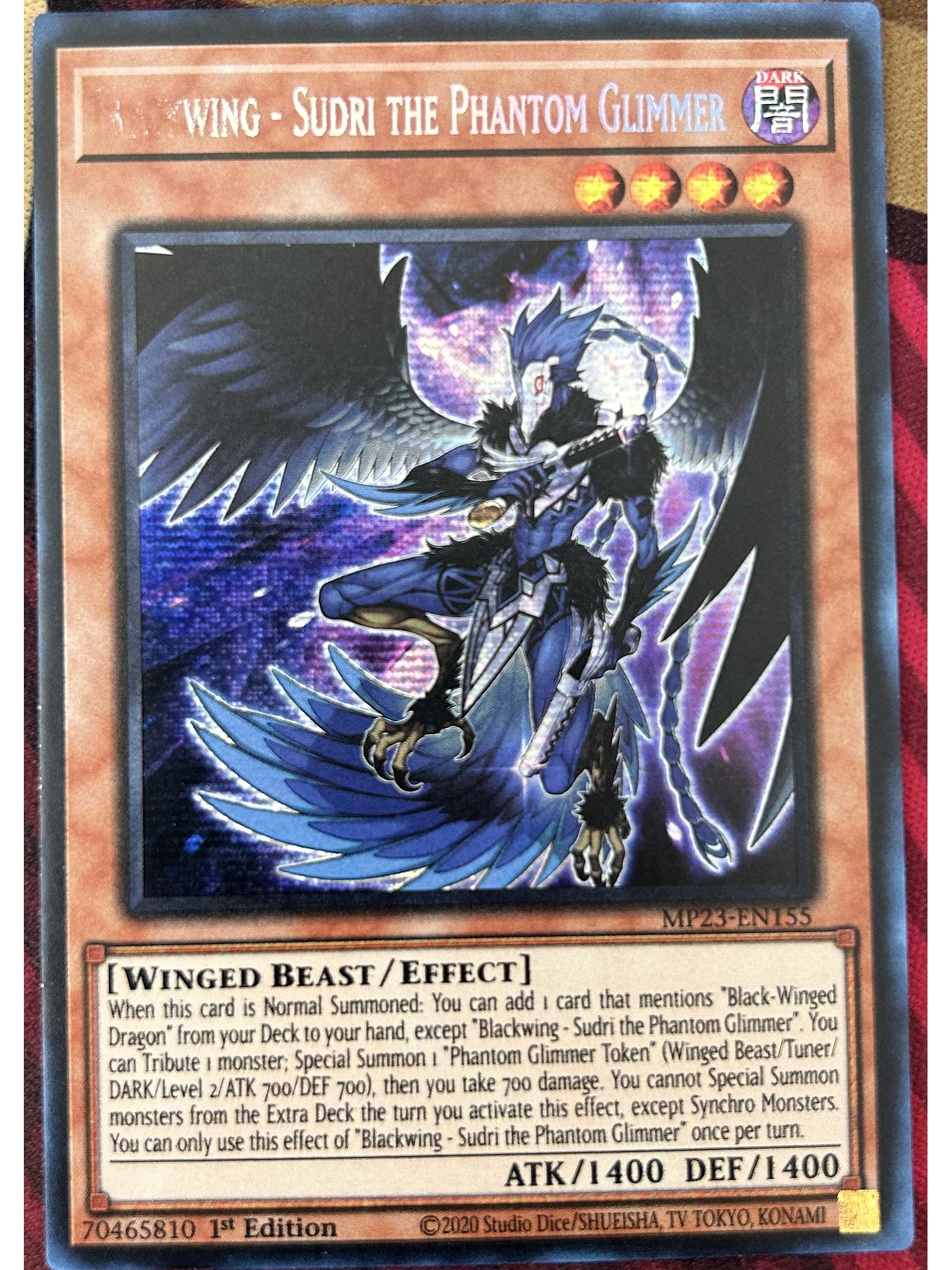 Blackwing - Sudri the Phantom Glimmer - MP23-EN155 - Prismatic Secret Rare 1st Edition (Misprint) 1