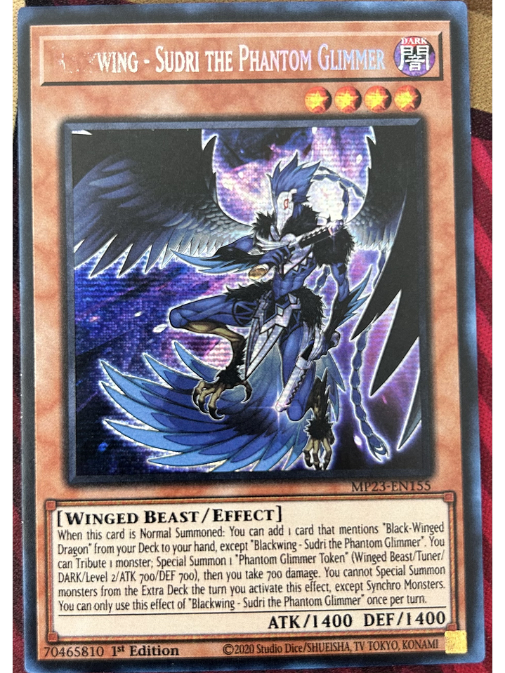 Blackwing - Sudri the Phantom Glimmer - MP23-EN155 - Prismatic Secret Rare 1st Edition (Misprint) 1