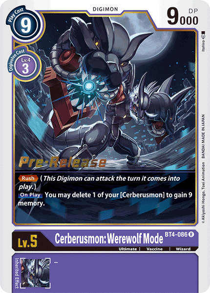 BT4-086 R Cerberusmon:Werewolf Mode (PRE)