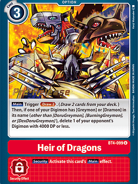 BT4-099 U Heir of Dragons (PRE)