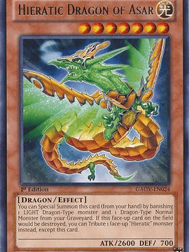 Hieratic Dragon of Asar - GAOV-EN024 - Rare 1st Edition
