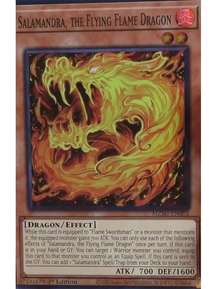 Salamandra, the Flying Flame Dragon - MZMI-EN002 - Super Rare 1st Edition 1