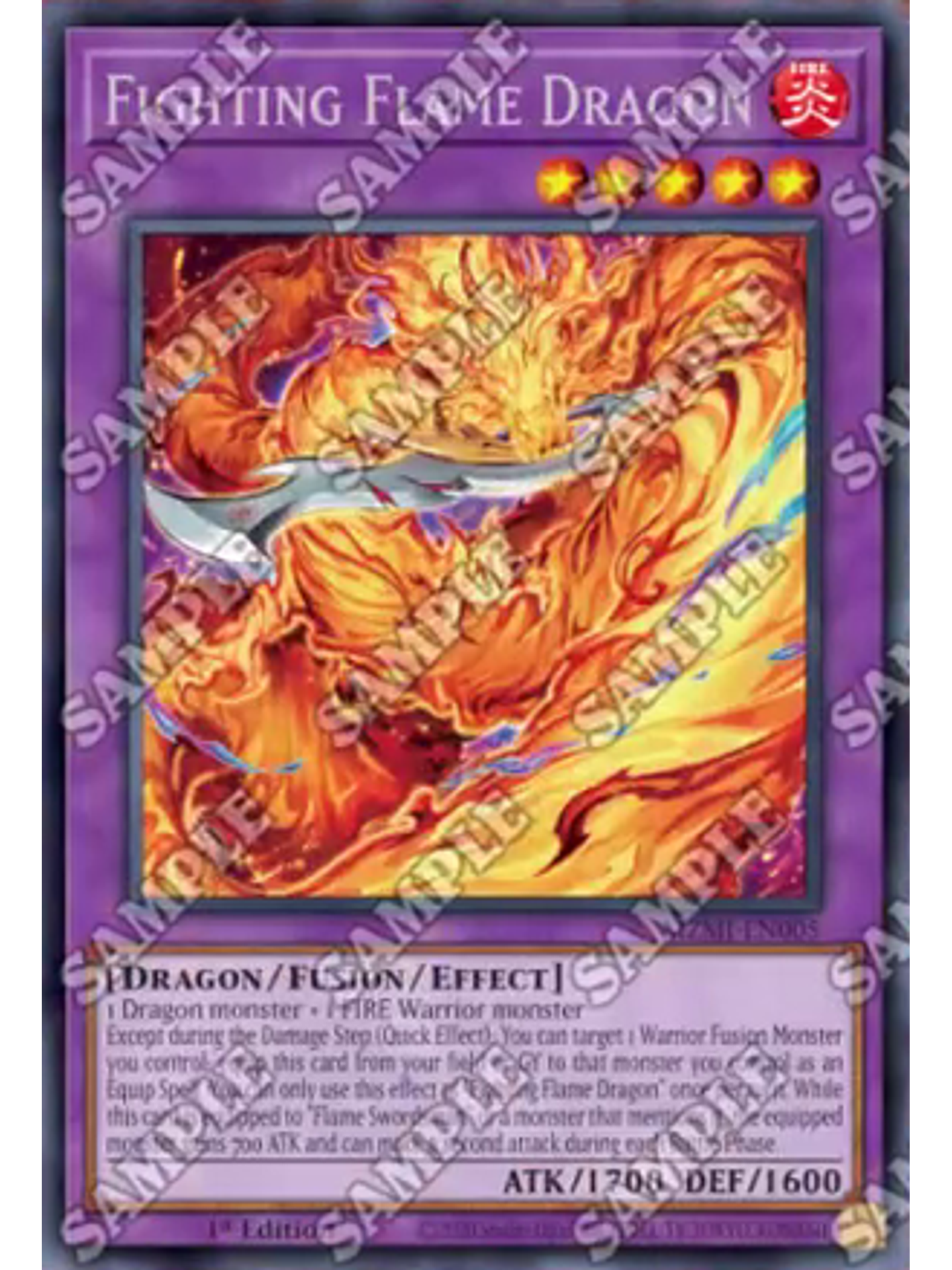 Fighting Flame Dragon - MZMI-EN005 - Rare 1st Edition 1