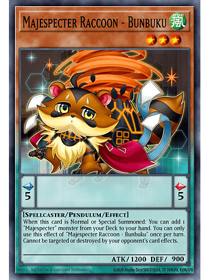Majespecter Raccoon - Bunbuku - MZMI-EN072 - Super Rare 1st Edition