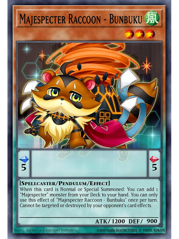 Majespecter Raccoon - Bunbuku - MZMI-EN072 - Super Rare 1st Edition 1