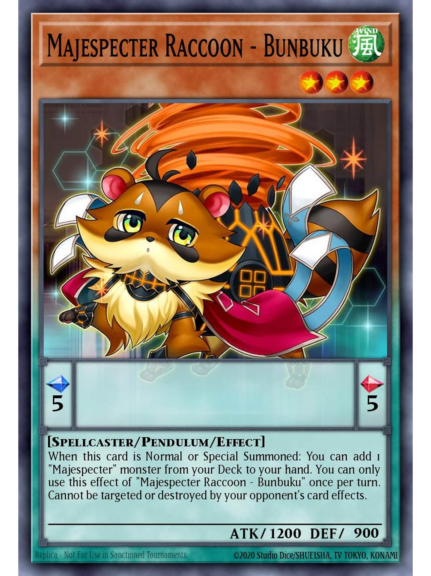 Majespecter Raccoon - Bunbuku - MZMI-EN072 - Collector's Rare 1st Edition 1