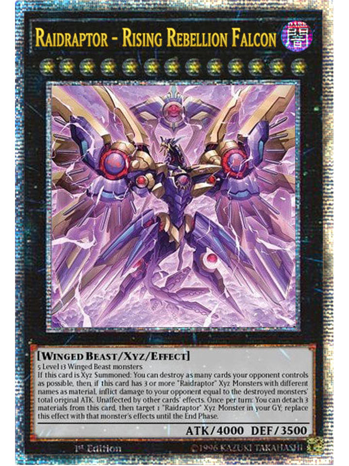 Raidraptor - Rising Rebellion Falcon - PHNI-EN045 - Quarter Century Secret Rare 1st Edition 1