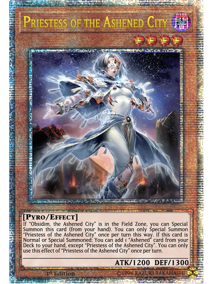 Priestess of the Ashened City - PHNI-EN093 - Quarter Century Secret Rare 1st Edition 1