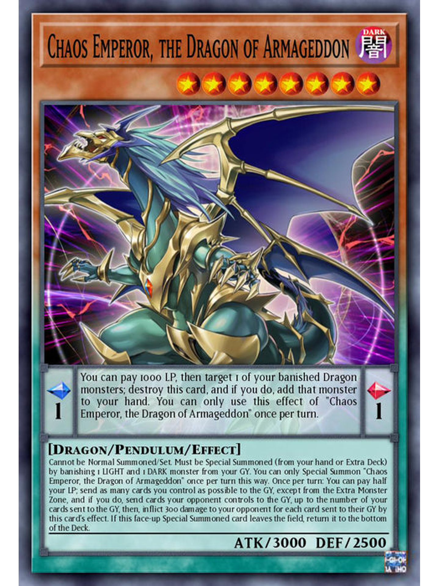 Chaos Emperor, the Dragon of Armageddon - BLC1-EN026 - Ultra Rare (Silver) 1st Edition 1