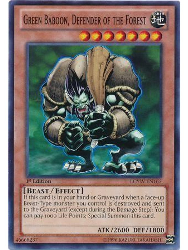 Green Baboon, Defender of the Forest - LCYW-EN165 - Common 1st Edition 1