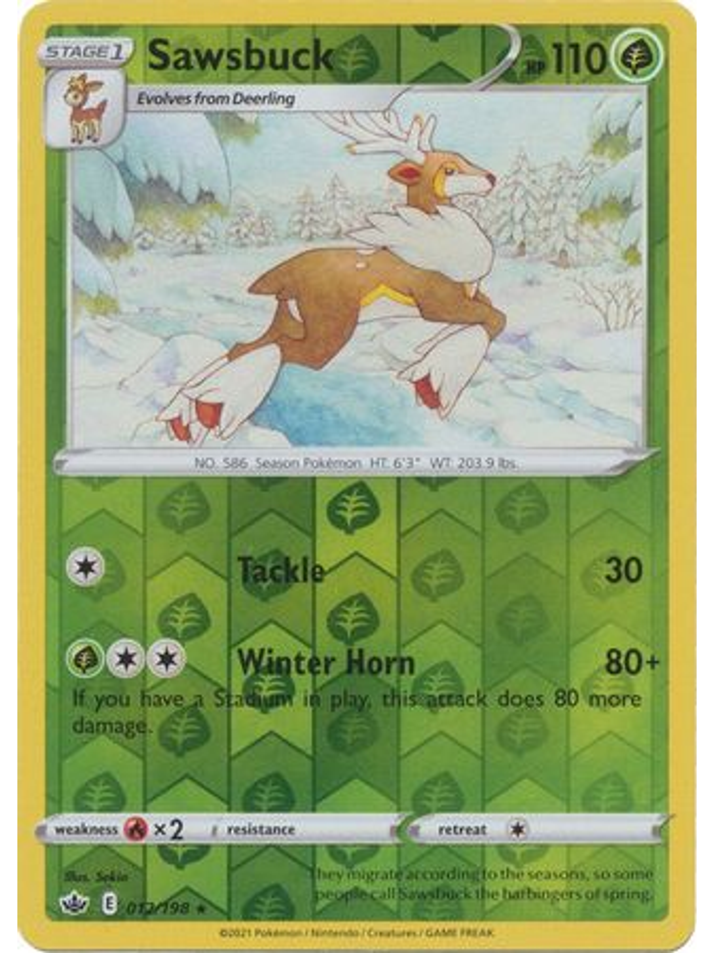Sawsbuck - 012/198 - Rare Reverse Holo 1