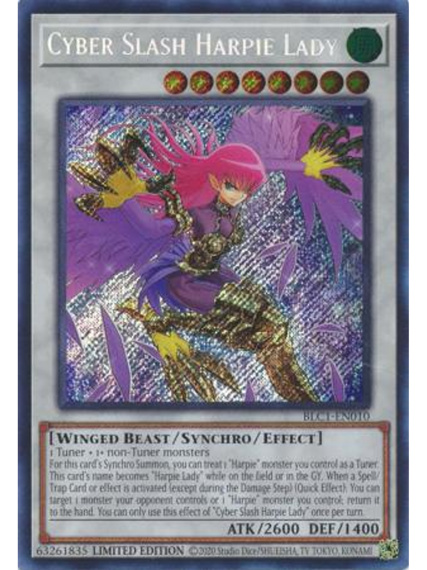 Cyber Slash Harpie Lady - BLC1-EN010 - Secret Rare 1st Edition 1