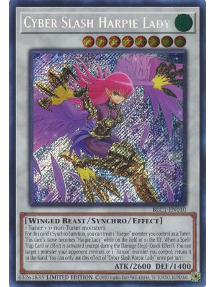 Cyber Slash Harpie Lady - BLC1-EN010 - Secret Rare 1st Edition 1