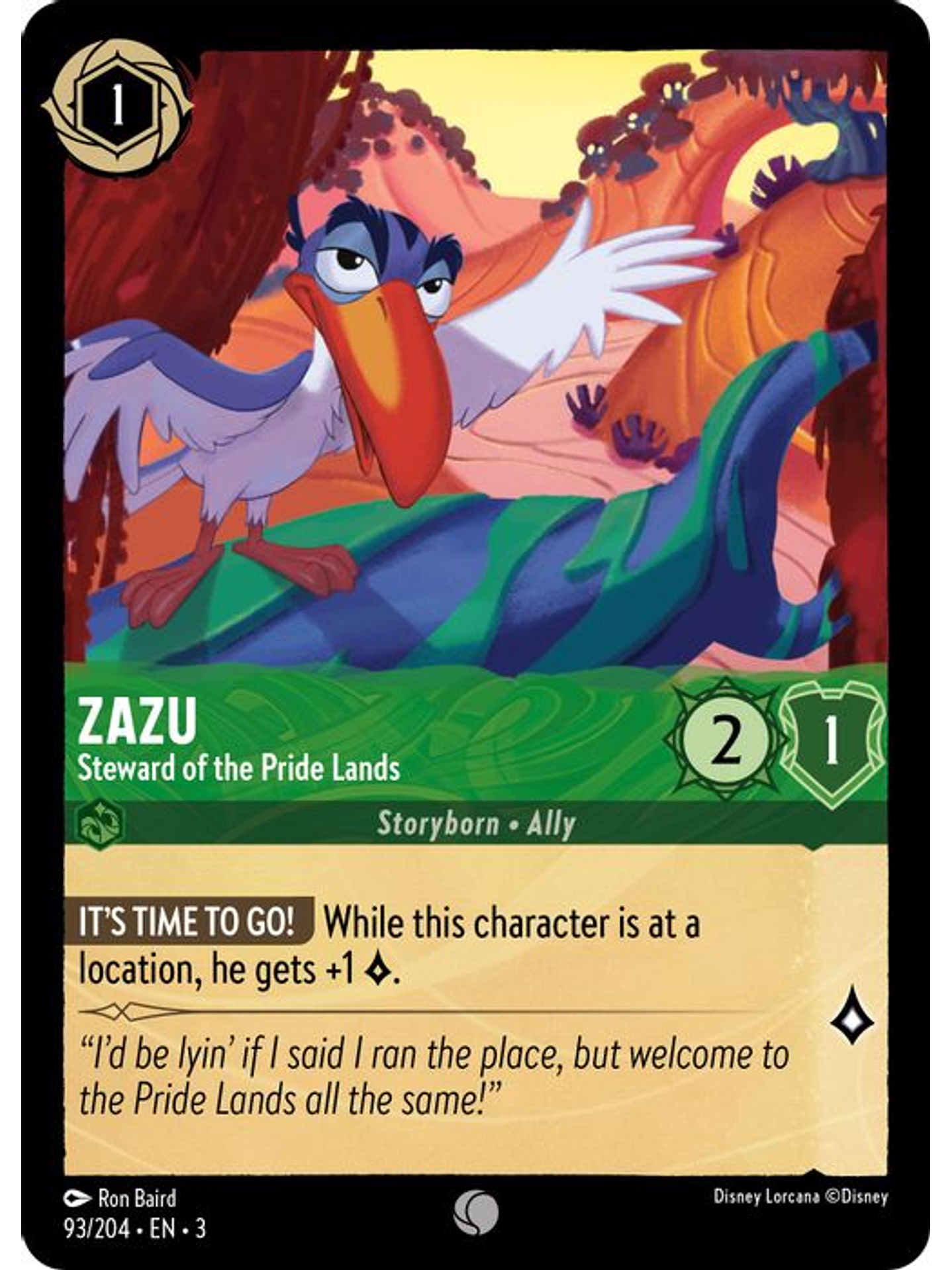 Zazu - Steward of the Pride Lands  - 093/204 - Common 1