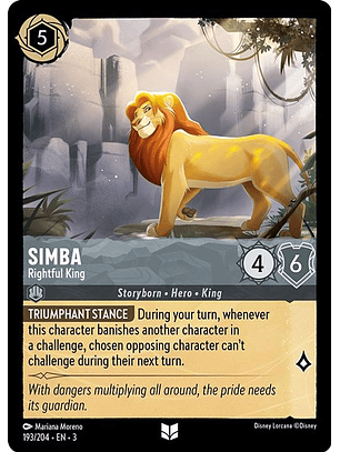 Simba - Rightful King  - 193/204 - Uncommon