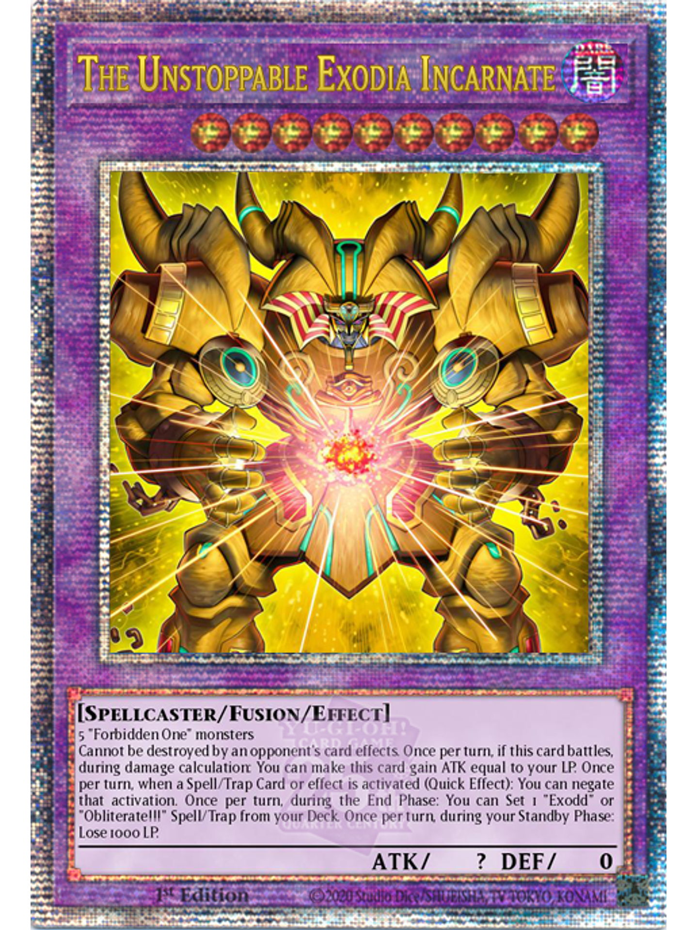 The Unstoppable Exodia Incarnate - INFO-EN033 - Quarter Century Secret Rare 1st Edition 1