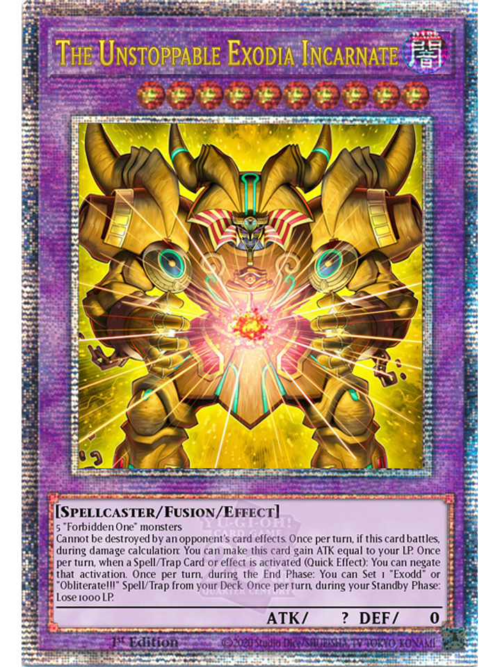 The Unstoppable Exodia Incarnate - INFO-EN033 - Quarter Century Secret Rare 1st Edition 1