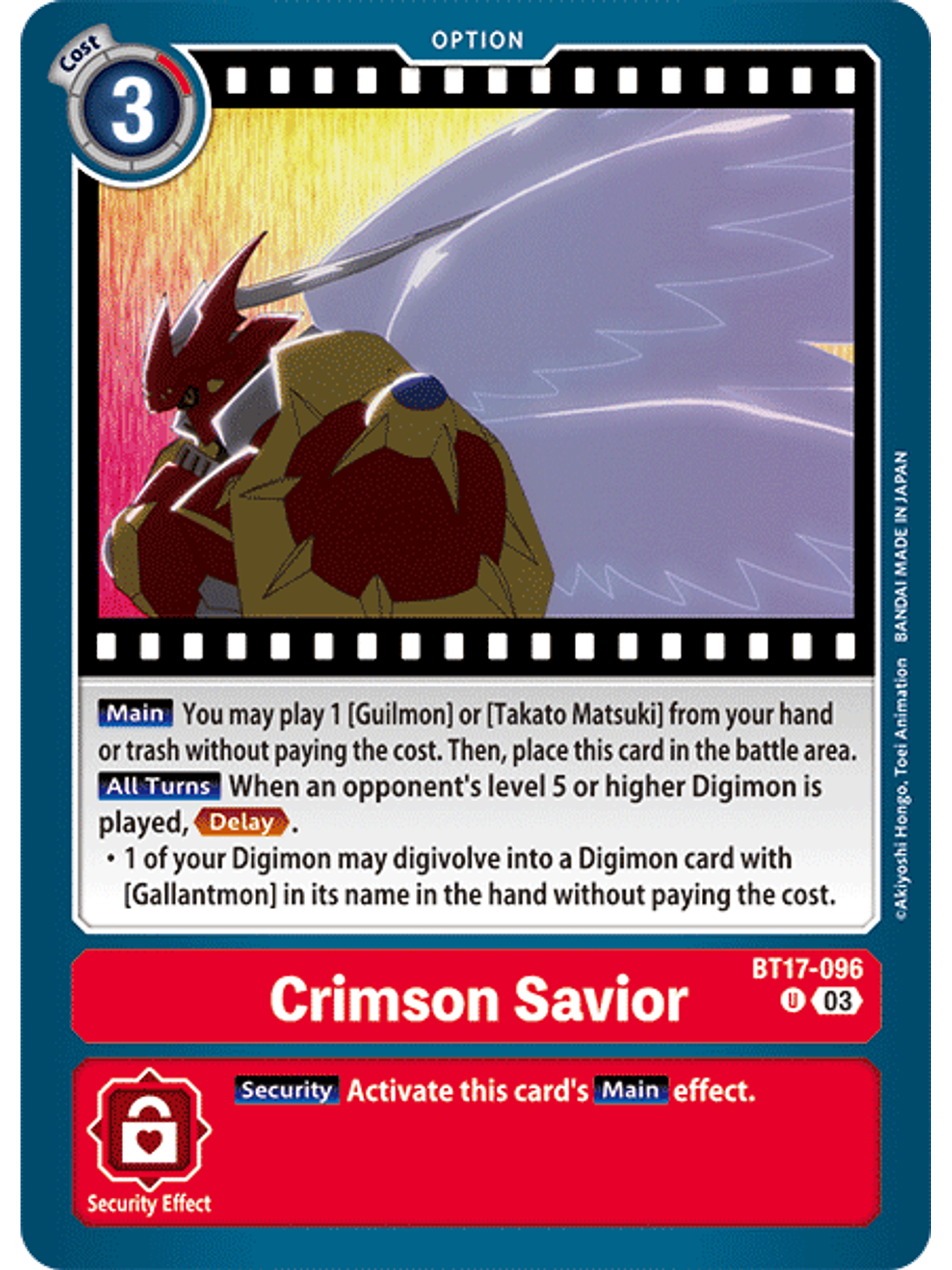 BT17-096 U Crimson Savior 1