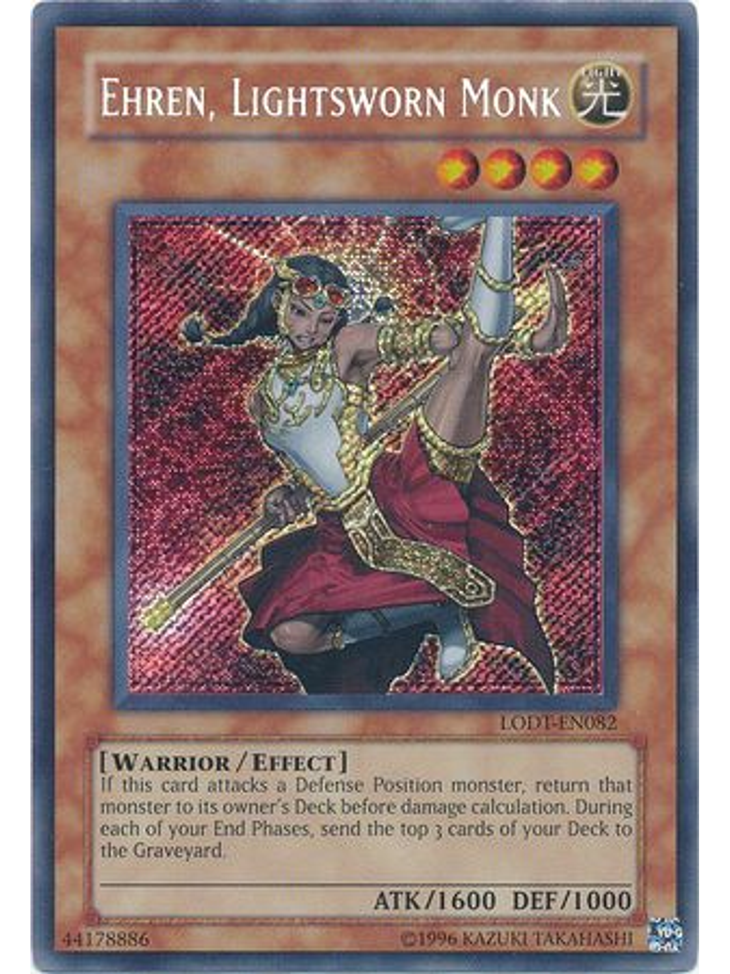 Ehren, Lightsworn Monk - LODT-EN082 - Secret Rare Unlimited (2024 Reprint) 1