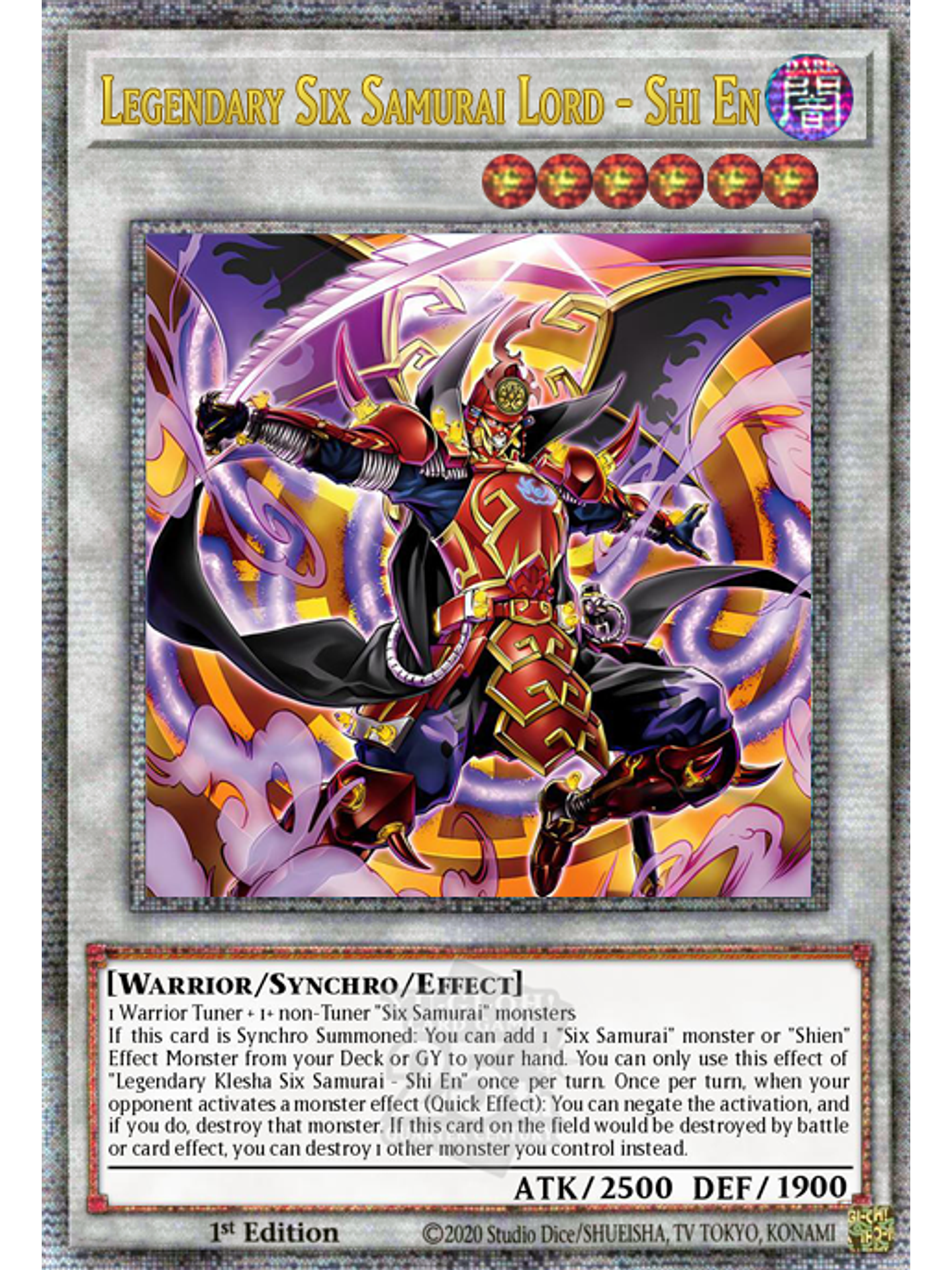 Legendary Lord Six Samurai - Shi En - ROTA-EN039 - Quarter Century Secret Rare 1st Edition 1