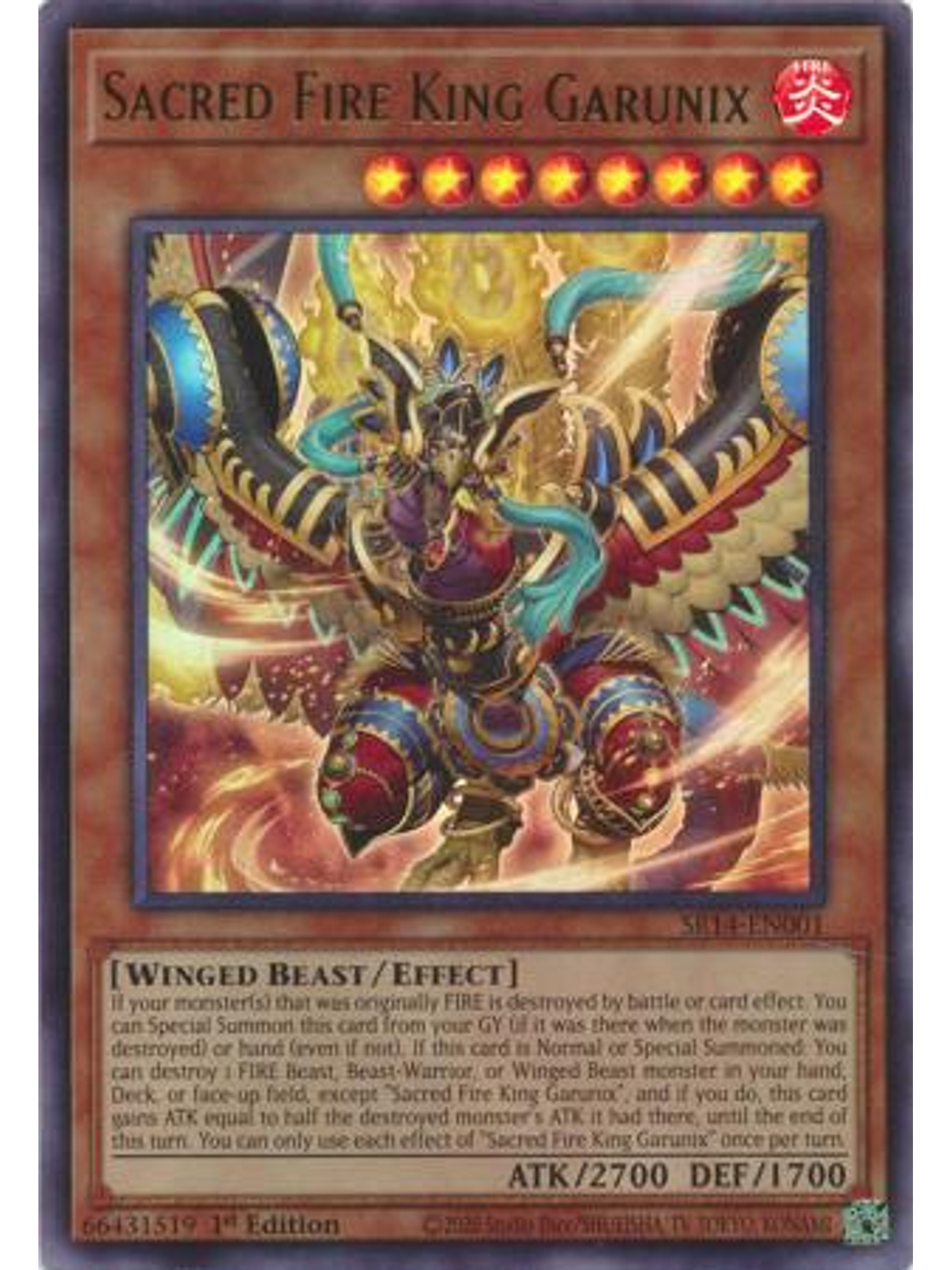 Sacred Fire King Garunix - SR14-EN001 - Ultra Rare 1st Edition 1