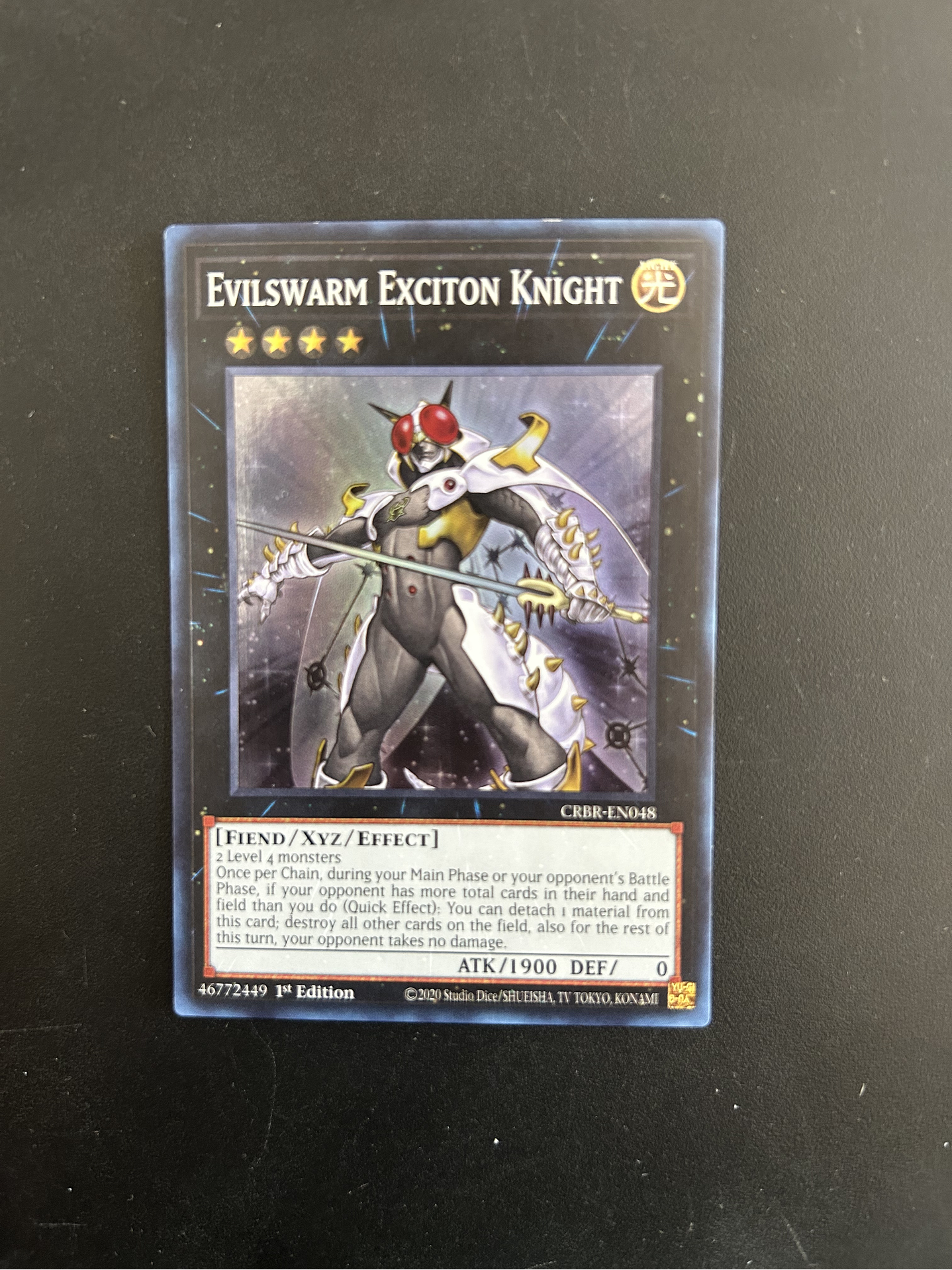 Evilswarm Exciton Knight - CRBR-EN048 - Super Rare 1st Edition (Bordes) 1