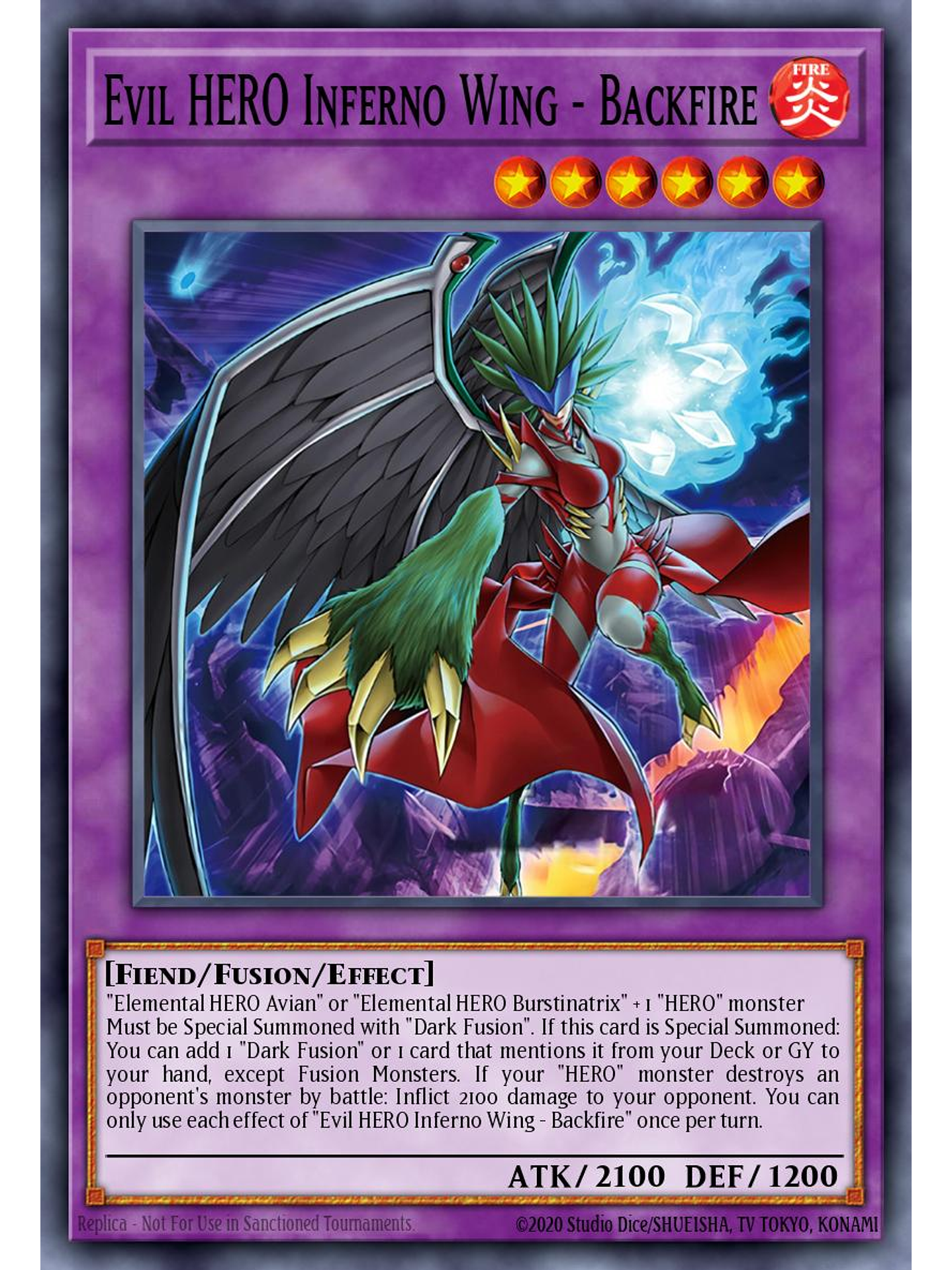 Evil HERO Inferno Wing - Backfire - SUDA-EN032 - Super Rare 1st Edition 1