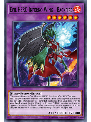 Evil HERO Inferno Wing - Backfire - SUDA-EN032 - Super Rare 1st Edition