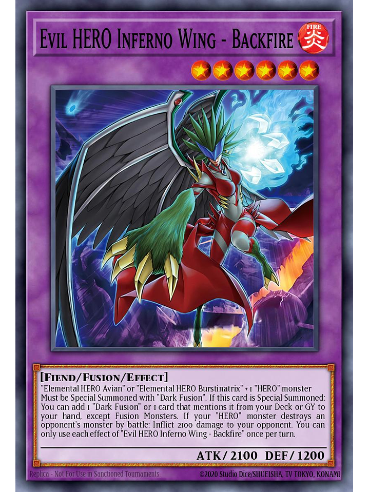 Evil HERO Inferno Wing - Backfire - SUDA-EN032 - Super Rare 1st Edition 1